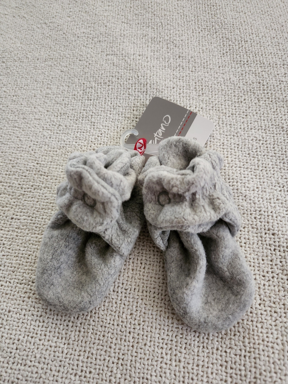 Zutano Light Gray Plush Baby Booties, 6 Months
